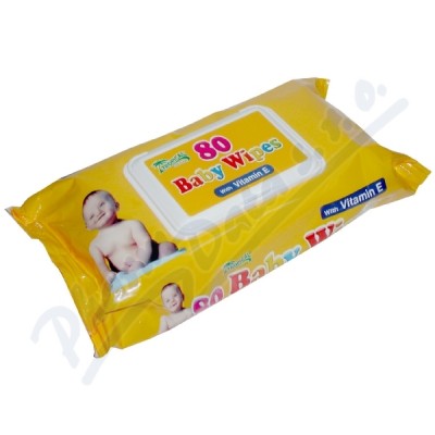 Ubrousky dtsk hyg.Baby Wipes vit.E 80ks s distr.